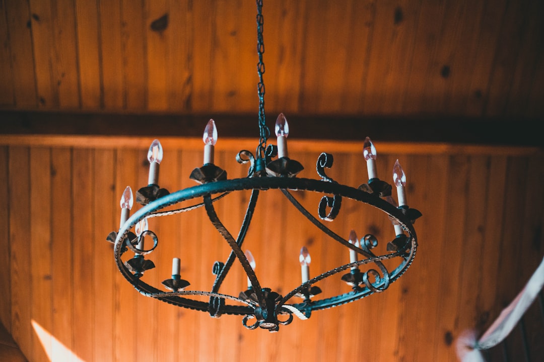 Photo distressed wood chandelier